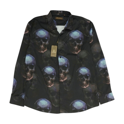 Black Graphic Long Sleeve Button Down