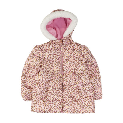 Pink Animal Print Puffer Jacket