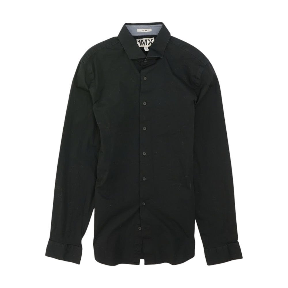 Black Solid Long Sleeve Button Down
