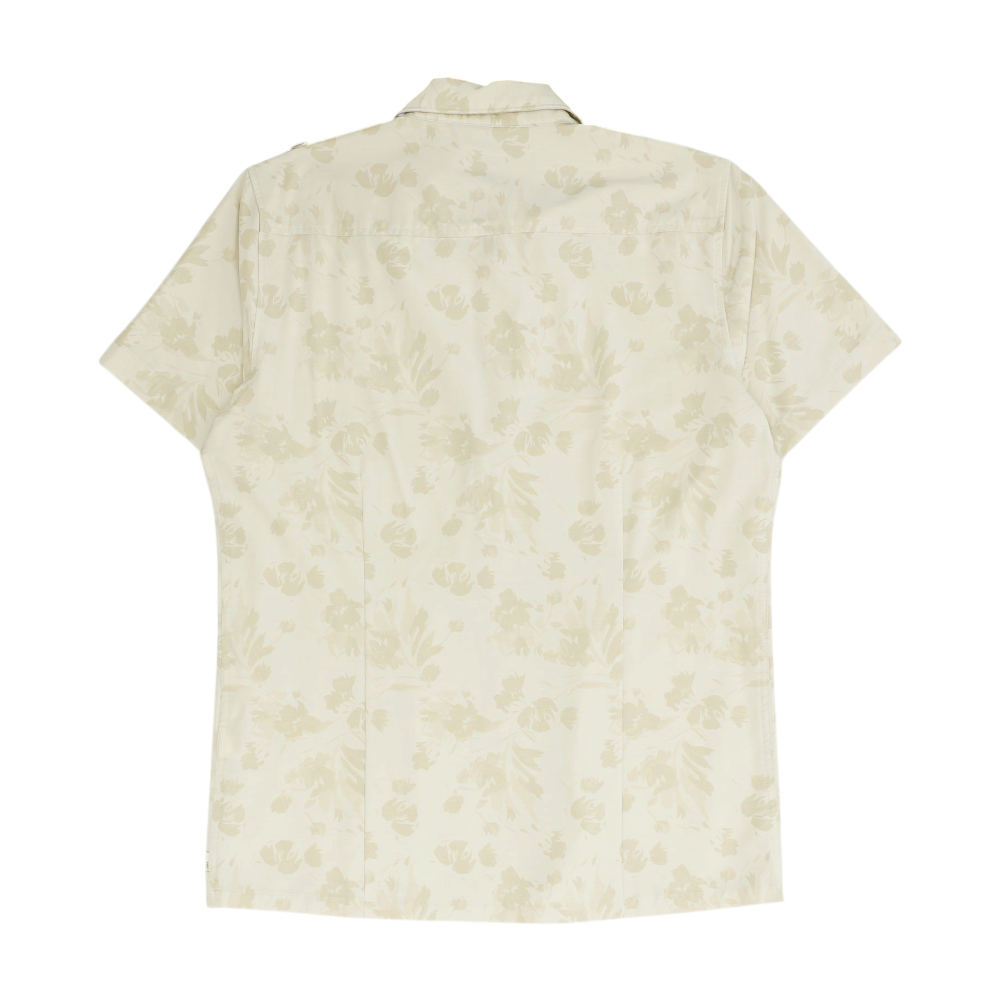 Tan Floral Short Sleeve Button Down