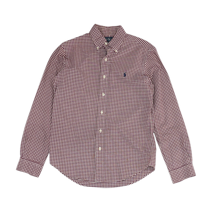 Maroon Check Long Sleeve Button Down