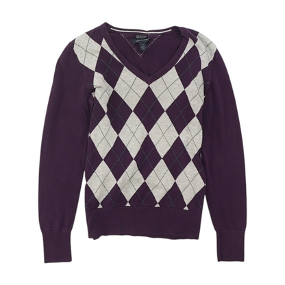 Purple Argyle Pullover Sweater