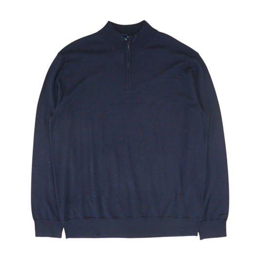 Navy Solid 1/4 Zip Sweater