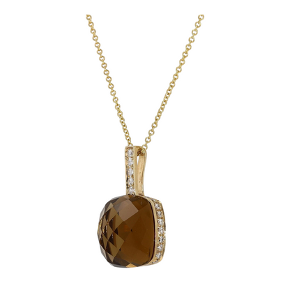 8 5/8 ctw 14K Yellow Gold Brown Amethyst Pendant Necklace
