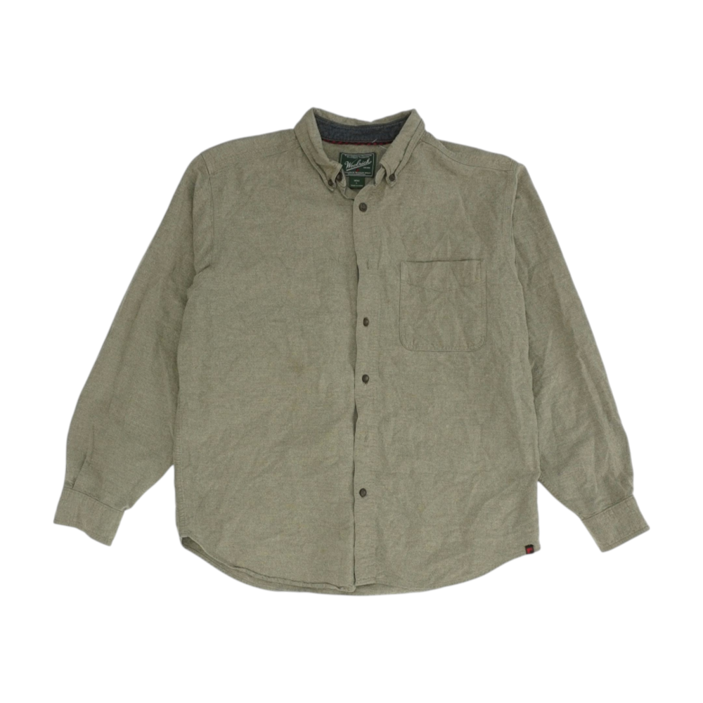 Gray Solid Long Sleeve Button Down