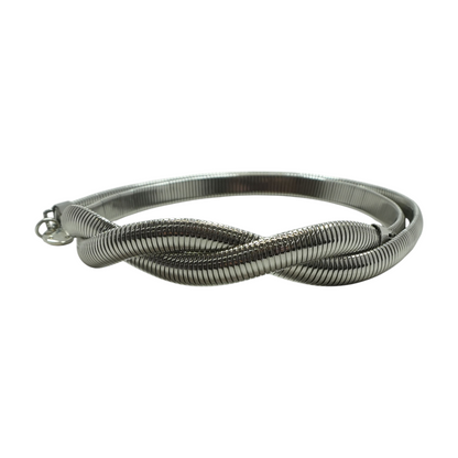 Twisted Silver Metal Waist Belt