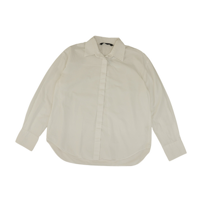 White Solid Long Sleeve Button Down