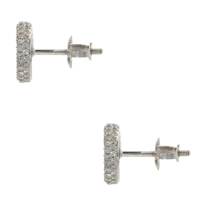 1/2 Ct 14K White Gold Pave Diamond Disc Cluster Earrings