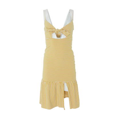 Mustard Striped Midi Dress