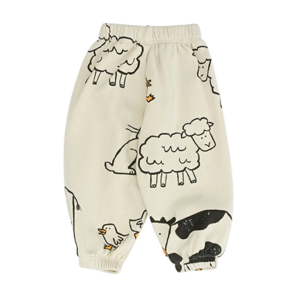 Beige Graphic Active Pants