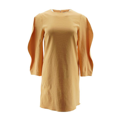 Orange Solid Midi Dress