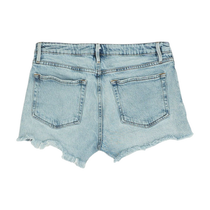 Blue Solid Denim Shorts