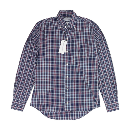 Navy Plaid Long Sleeve Button Down