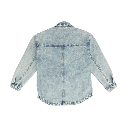Blue Solid Denim Jacket
