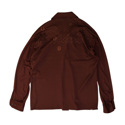 Brown Abstract Long Sleeve Button Down