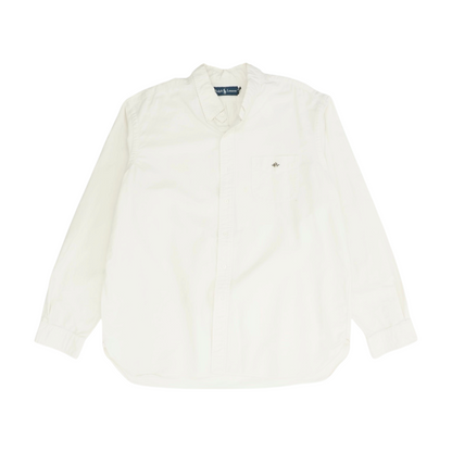 White Solid Long Sleeve Button Down