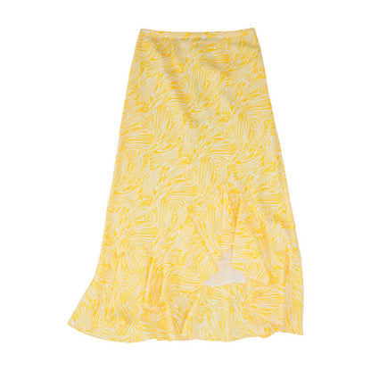 Yellow Geometric Midi Skirt