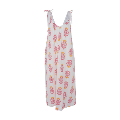 Cream Floral Midi Dress