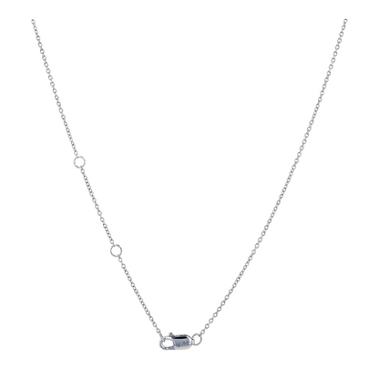 14K White Gold Diamond Station Necklace
