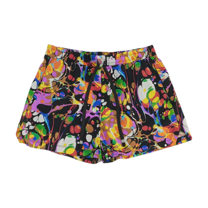 Black Abstract Active Shorts