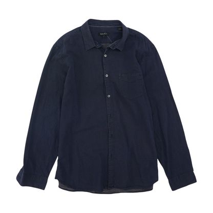 Navy Solid Long Sleeve Button Down