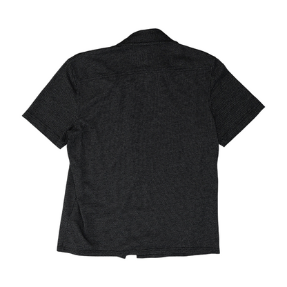 Black Print Short Sleeve Button Down
