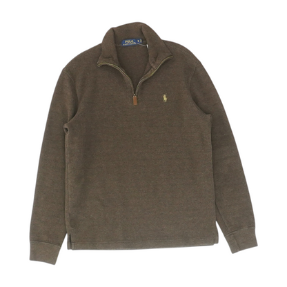 Brown Solid 1/4 Zip Sweater
