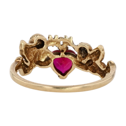 10K Yellow Gold Red Stone Fashion Ring