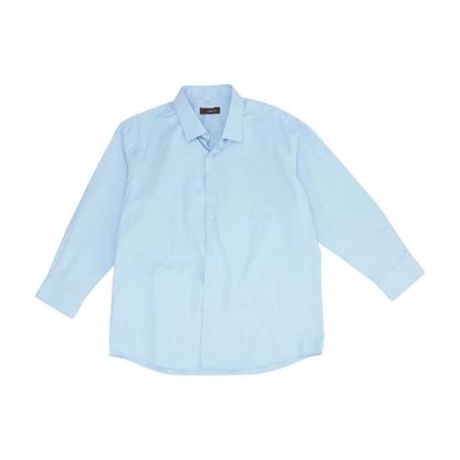 Blue Solid Long Sleeve Button Down