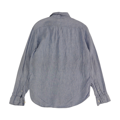 Blue Solid Long Sleeve Button Down