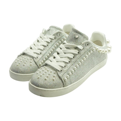 Goldie Glitter Embellished Silver Low Top Athletic Shoes