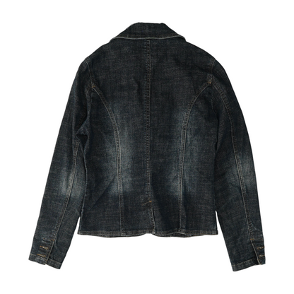 Blue Solid Denim Jacket