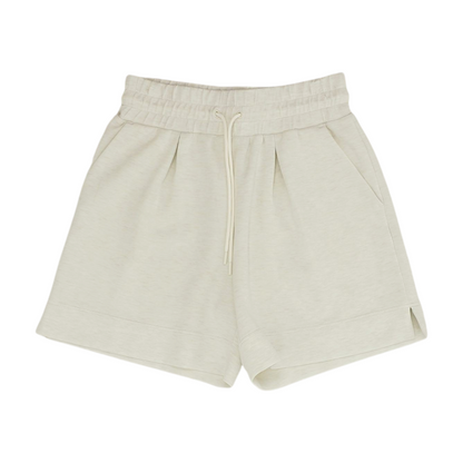 Beige Solid Knit Shorts