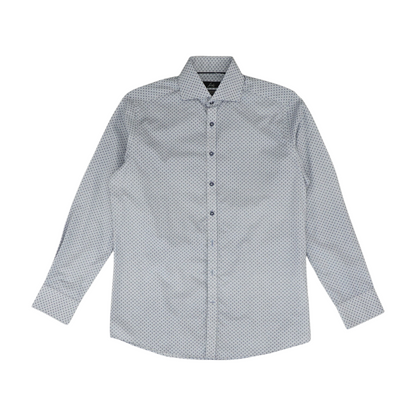 Blue Polka Dot Long Sleeve Button Down