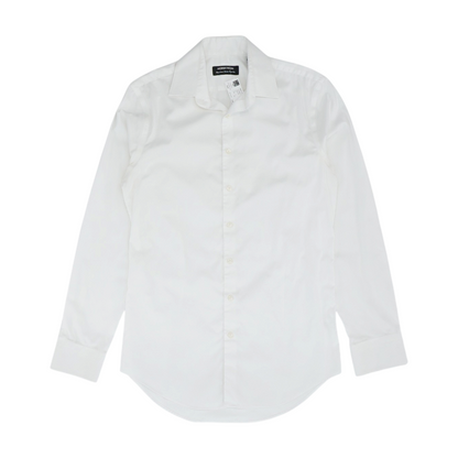 White Solid Long Sleeve Button Down