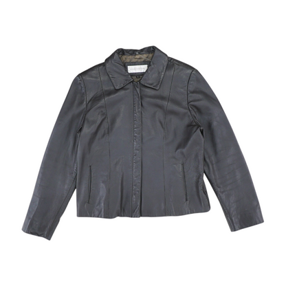 Brown Solid Leather Jacket