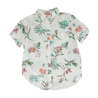 White Tropical Button Down