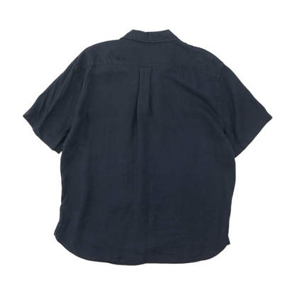 Navy Solid Short Sleeve Button Down