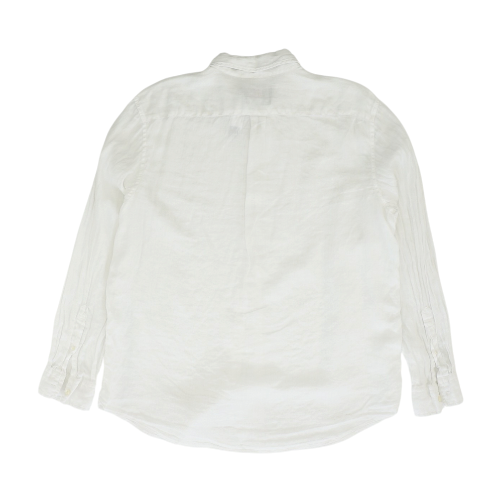 White Solid Long Sleeve Button Down