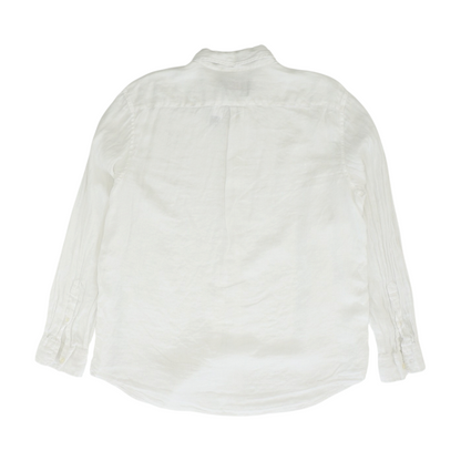 White Solid Long Sleeve Button Down