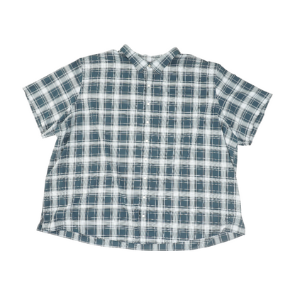 Teal Plaid Short Sleeve Button Down