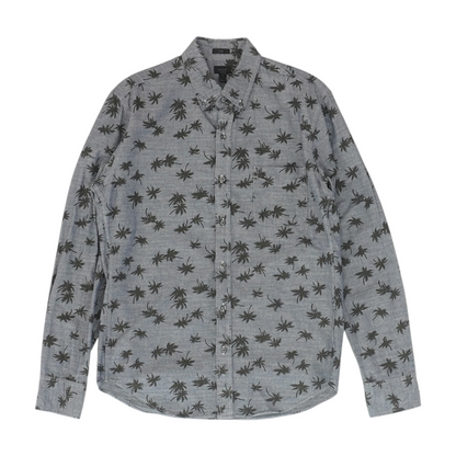 Blue Tropical Long Sleeve Button Down