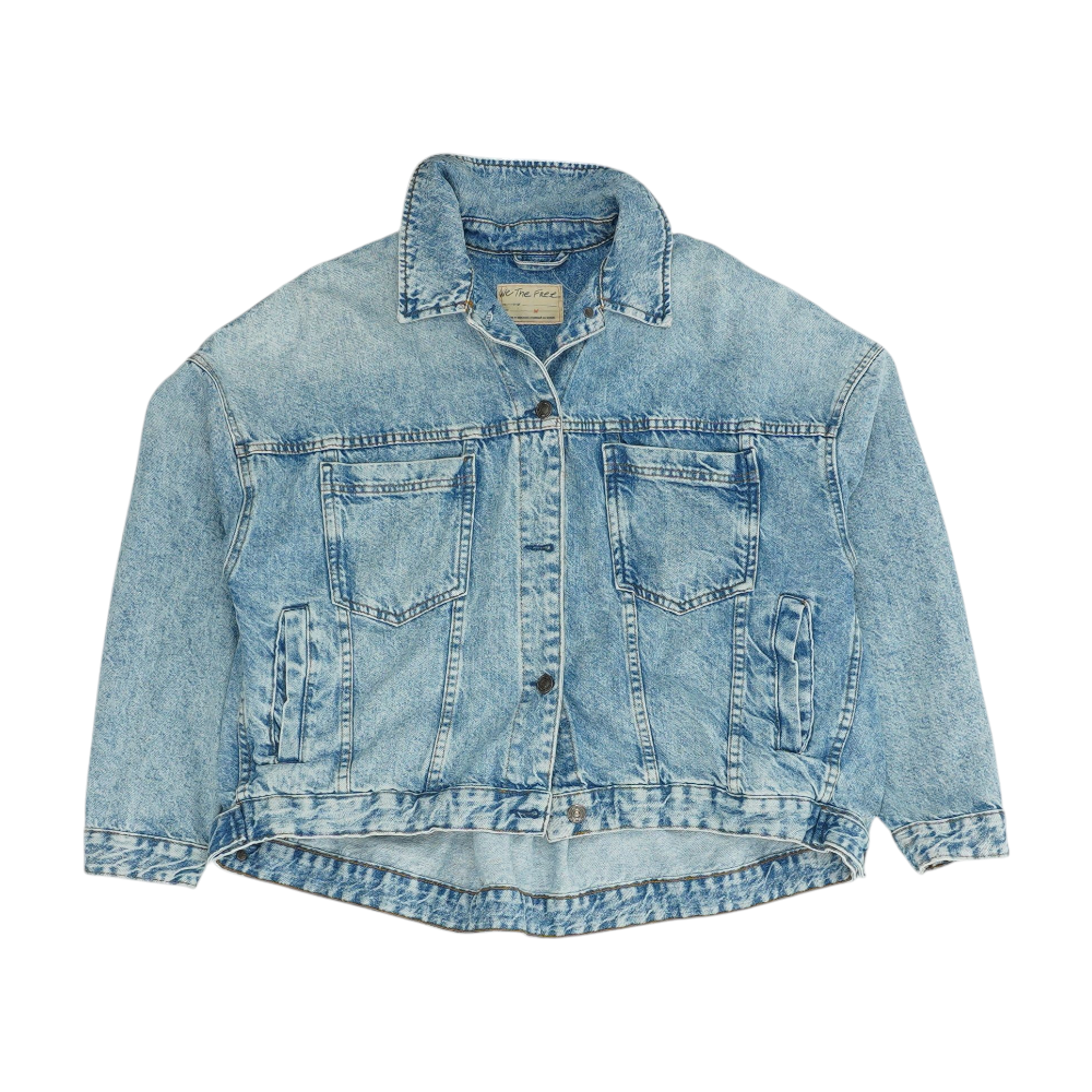 We the Free Blue Solid Denim Jacket – Image 1