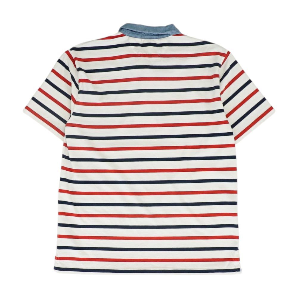 White Striped Short Sleeve Polo