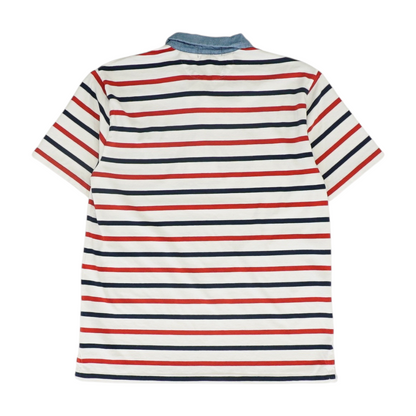 White Striped Short Sleeve Polo