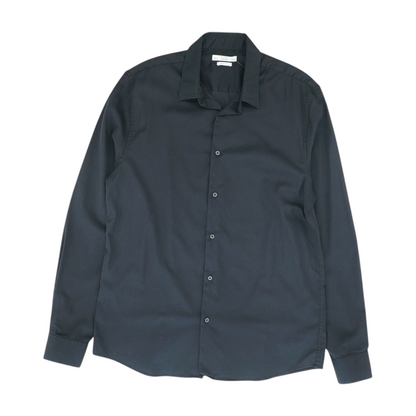 Black Solid Long Sleeve Button Down