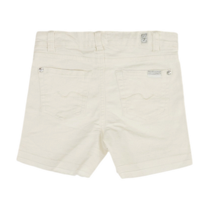 Beige Solid Denim Shorts