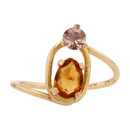 14K Yellow Gold Orange Stone Fashion Ring