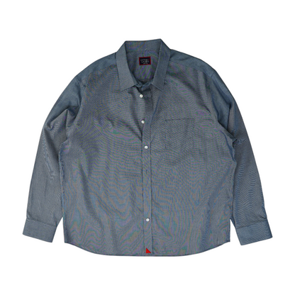 Blue Solid Long Sleeve Button Down