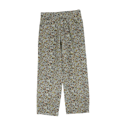 Beige Floral Chino Pants